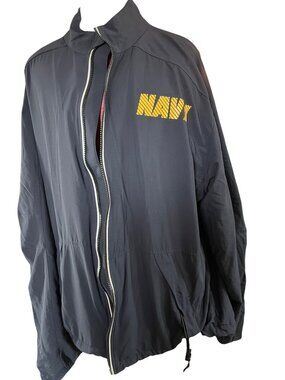 US Navy Running Jacket XL Nylon Polyester Black Yellow